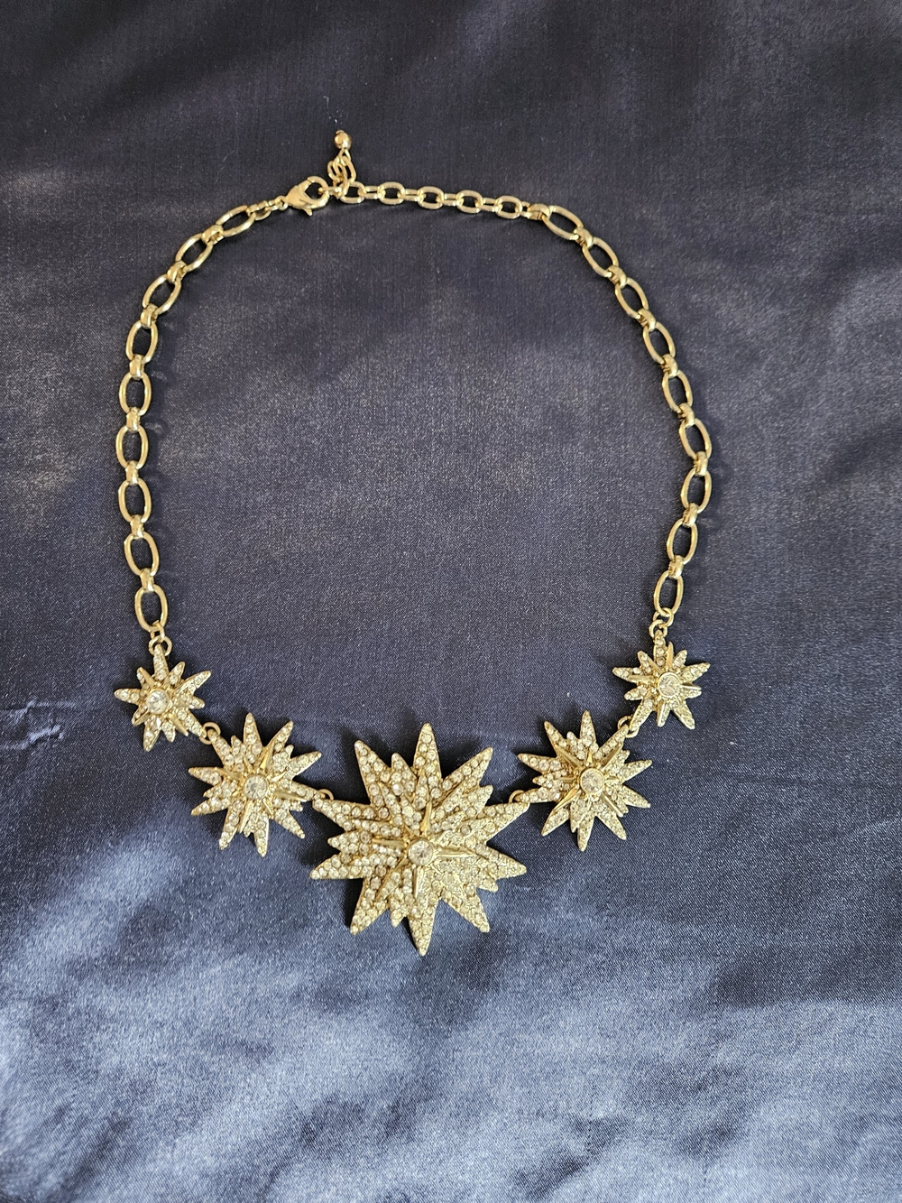 Gold Crystal Starburst Statement Necklace - Women Jewelry